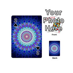 Power Flower Mandala   Blue Cyan Violet Playing Cards 54 (mini)  by EDDArt