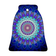 Power Flower Mandala   Blue Cyan Violet Bell Ornament (two Sides) by EDDArt