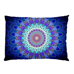 Power Flower Mandala   Blue Cyan Violet Pillow Case (two Sides) by EDDArt