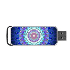 Power Flower Mandala   Blue Cyan Violet Portable Usb Flash (one Side) by EDDArt