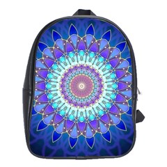 Power Flower Mandala   Blue Cyan Violet School Bags (xl)  by EDDArt