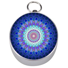 Power Flower Mandala   Blue Cyan Violet Silver Compasses by EDDArt