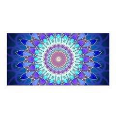 Power Flower Mandala   Blue Cyan Violet Satin Wrap by EDDArt