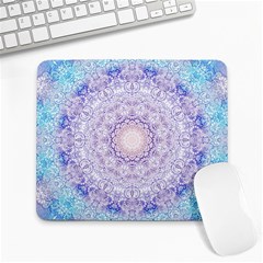 India Mehndi Style Mandala   Cyan Lilac Large Mousepads by EDDArt