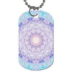 India Mehndi Style Mandala   Cyan Lilac Dog Tag (one Side) by EDDArt