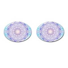 India Mehndi Style Mandala   Cyan Lilac Cufflinks (oval) by EDDArt