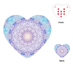 India Mehndi Style Mandala   Cyan Lilac Playing Cards (heart)  by EDDArt