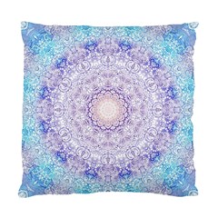 India Mehndi Style Mandala   Cyan Lilac Standard Cushion Case (two Sides) by EDDArt