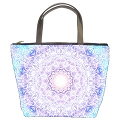 India Mehndi Style Mandala   Cyan Lilac Bucket Bags by EDDArt