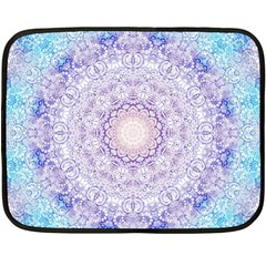 India Mehndi Style Mandala   Cyan Lilac Double Sided Fleece Blanket (mini)  by EDDArt