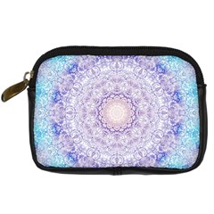 India Mehndi Style Mandala   Cyan Lilac Digital Camera Cases by EDDArt