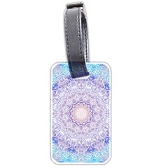 India Mehndi Style Mandala   Cyan Lilac Luggage Tags (two Sides) by EDDArt