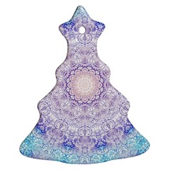 India Mehndi Style Mandala   Cyan Lilac Ornament (christmas Tree)  by EDDArt