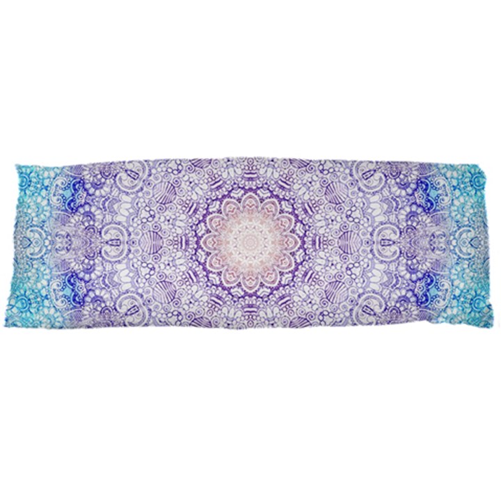 India Mehndi Style Mandala   Cyan Lilac Body Pillow Case Dakimakura (Two Sides)