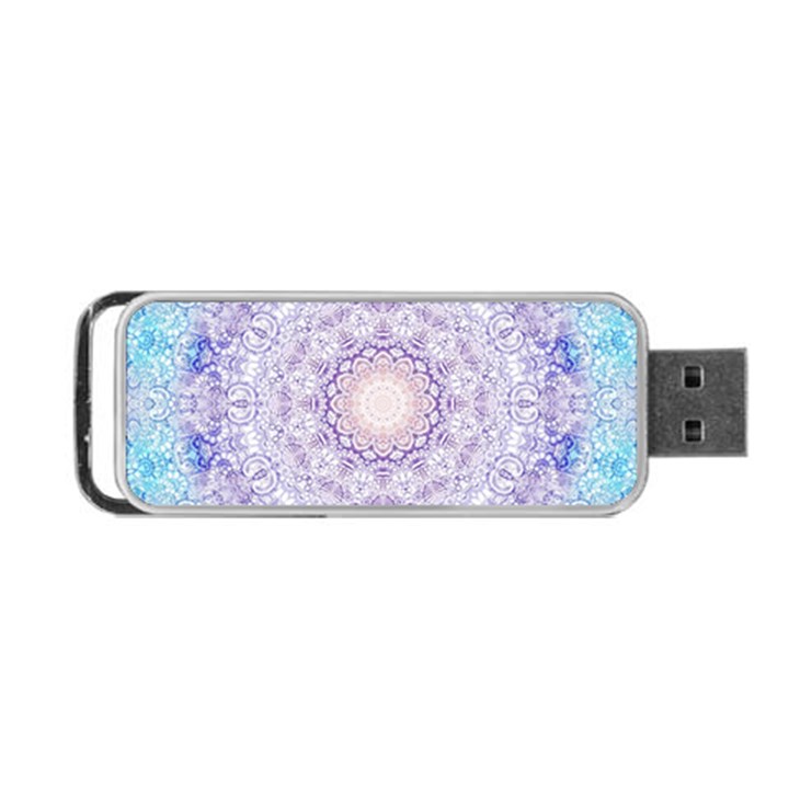 India Mehndi Style Mandala   Cyan Lilac Portable USB Flash (One Side)