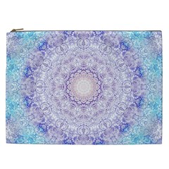 India Mehndi Style Mandala   Cyan Lilac Cosmetic Bag (xxl)  by EDDArt