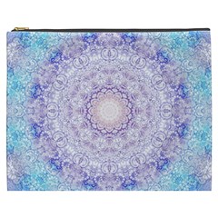 India Mehndi Style Mandala   Cyan Lilac Cosmetic Bag (xxxl)  by EDDArt