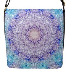 India Mehndi Style Mandala   Cyan Lilac Flap Messenger Bag (s) by EDDArt