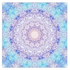 India Mehndi Style Mandala   Cyan Lilac Large Satin Scarf (square) by EDDArt