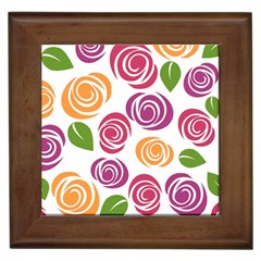 Colorful Seamless Floral Flowers Pattern Wallpaper Background Framed Tiles by Amaryn4rt