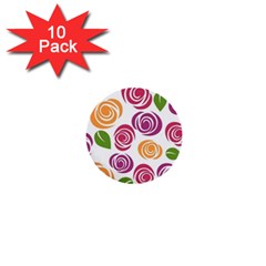 Colorful Seamless Floral Flowers Pattern Wallpaper Background 1  Mini Buttons (10 Pack)  by Amaryn4rt