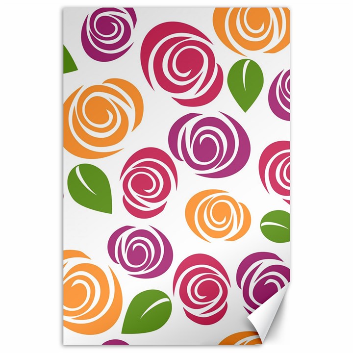 Colorful Seamless Floral Flowers Pattern Wallpaper Background Canvas 24  x 36 