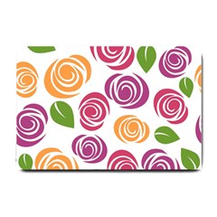 Colorful Seamless Floral Flowers Pattern Wallpaper Background Small Doormat  by Amaryn4rt