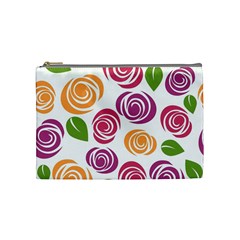 Colorful Seamless Floral Flowers Pattern Wallpaper Background Cosmetic Bag (medium)  by Amaryn4rt