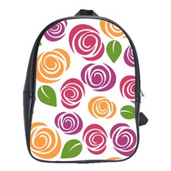 Colorful Seamless Floral Flowers Pattern Wallpaper Background School Bags(large)  by Amaryn4rt