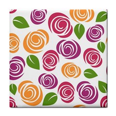 Colorful Seamless Floral Flowers Pattern Wallpaper Background Tile Coasters by Amaryn4rt