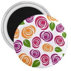 Colorful Seamless Floral Flowers Pattern Wallpaper Background 3  Magnets by Amaryn4rt