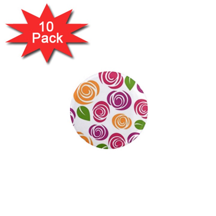 Colorful Seamless Floral Flowers Pattern Wallpaper Background 1  Mini Magnet (10 pack) 