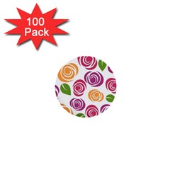 Colorful Seamless Floral Flowers Pattern Wallpaper Background 1  Mini Buttons (100 Pack)  by Amaryn4rt