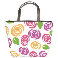 Colorful Seamless Floral Flowers Pattern Wallpaper Background Bucket Bags by Amaryn4rt