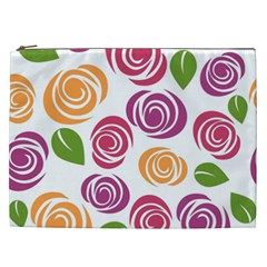 Colorful Seamless Floral Flowers Pattern Wallpaper Background Cosmetic Bag (xxl)  by Amaryn4rt