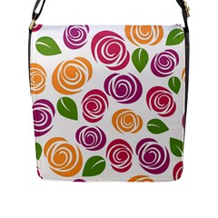 Colorful Seamless Floral Flowers Pattern Wallpaper Background Flap Messenger Bag (l)  by Amaryn4rt