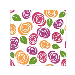 Colorful Seamless Floral Flowers Pattern Wallpaper Background Small Satin Scarf (square) by Amaryn4rt