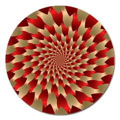 Fractal Red Petal Spiral Magnet 5  (round) by Amaryn4rt