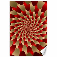 Fractal Red Petal Spiral Canvas 12  X 18   by Amaryn4rt