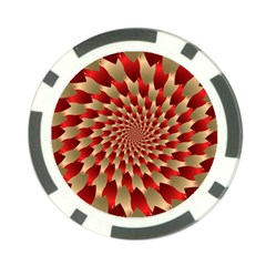 Fractal Red Petal Spiral Poker Chip Card Guard by Amaryn4rt