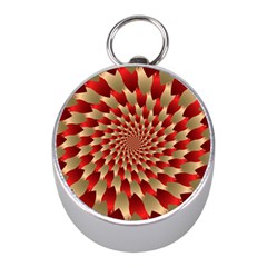 Fractal Red Petal Spiral Mini Silver Compasses by Amaryn4rt