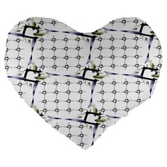 Fractal Design Pattern Large 19  Premium Flano Heart Shape Cushions by Amaryn4rt