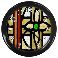 A Detail Of A Stained Glass Window Wall Clocks (black) by Amaryn4rt