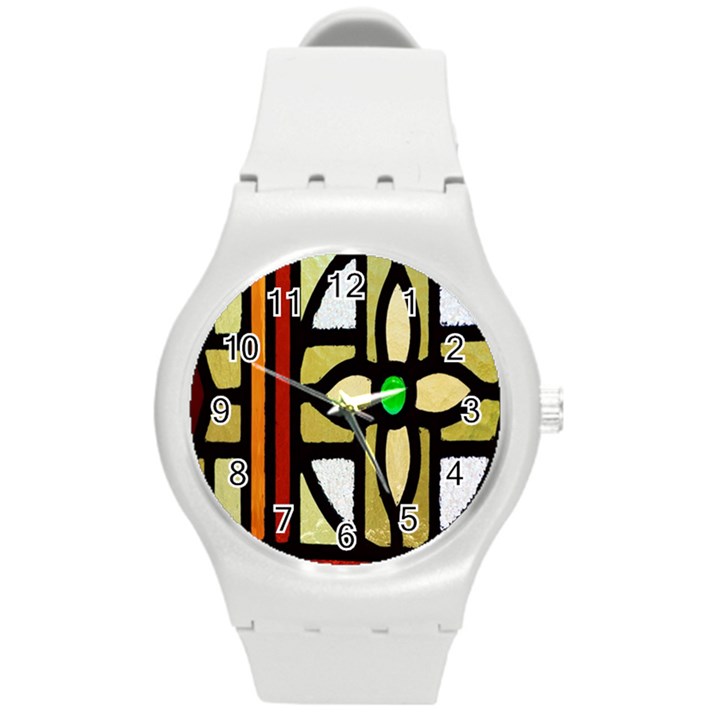 A Detail Of A Stained Glass Window Round Plastic Sport Watch (M)