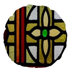 A Detail Of A Stained Glass Window Large 18  Premium Flano Round Cushions by Amaryn4rt