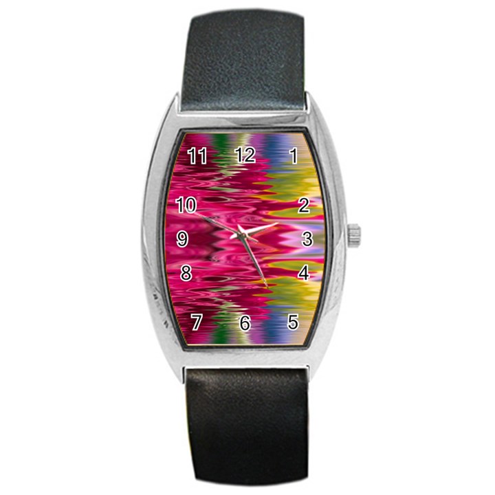 Abstract Pink Colorful Water Background Barrel Style Metal Watch