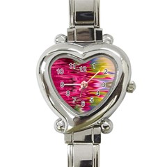 Abstract Pink Colorful Water Background Heart Italian Charm Watch by Amaryn4rt