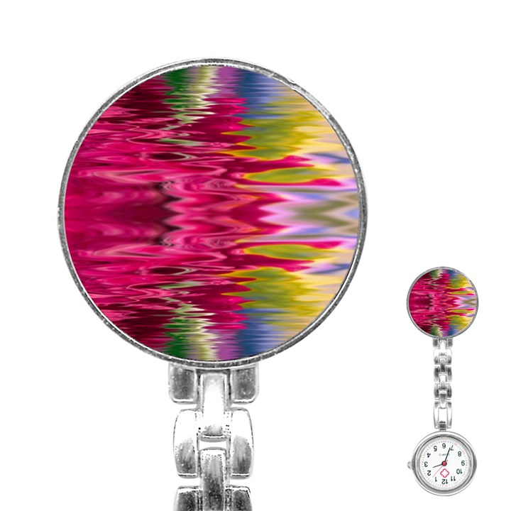 Abstract Pink Colorful Water Background Stainless Steel Nurses Watch