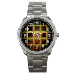 Drawing Of A Color Fractal Window Sport Metal Watch