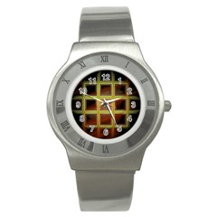 Drawing Of A Color Fractal Window Stainless Steel Watch by Amaryn4rt